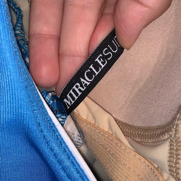 Miraclesuit Slimming Contouring Blue Wrap One Piece Swimsuit Scoop Back 14 - Picture 5 of 8